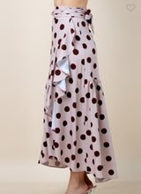 Load image into Gallery viewer, Chocolate Polka Dot Wrap Skirt