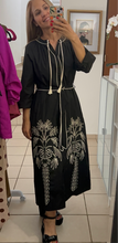 Load image into Gallery viewer, Black Embroidered Midi Dress – Boho Elegance