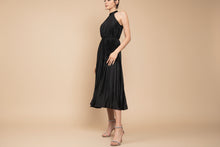 Load image into Gallery viewer, Pleated Halter Neck Midi Dress