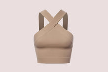 Load image into Gallery viewer, Basic Ribbed Criss-Cross Crop Top Beige