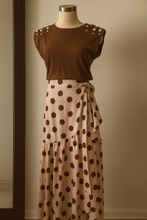 Load image into Gallery viewer, Chocolate Polka Dot Wrap Skirt