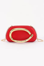 Load image into Gallery viewer, Satin Clutch with Gold Metal Handle – Detachable Chain