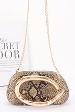 Load image into Gallery viewer, Faux Leather Clutch with Gold Metal Handle – Detachable Chain