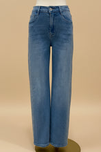 Load image into Gallery viewer, Italian Crystal-Studded Wide Leg Jeans – Light Wash