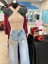 Load image into Gallery viewer, Basic Ribbed Criss-Cross Crop Top Beige