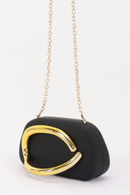 Load image into Gallery viewer, Satin Clutch with Gold Metal Handle – Detachable Chain