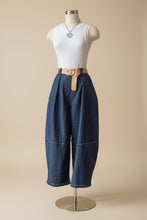 Load image into Gallery viewer, Italian Barrel-Leg Jeans – Dark Blue Denim
