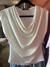 Load image into Gallery viewer, Draped Cowl Neck Top – Off White