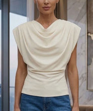 Load image into Gallery viewer, Draped Cowl Neck Top – Off White
