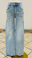 Load image into Gallery viewer, LC Crystal Beaded Straight Wide-Leg Jeans
