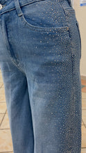 Load image into Gallery viewer, Italian Crystal-Studded Wide Leg Jeans – Light Wash