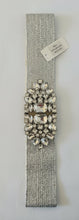 Load image into Gallery viewer, Silver Metallic Stretch Belt with Statement Rhinestone Buckle
