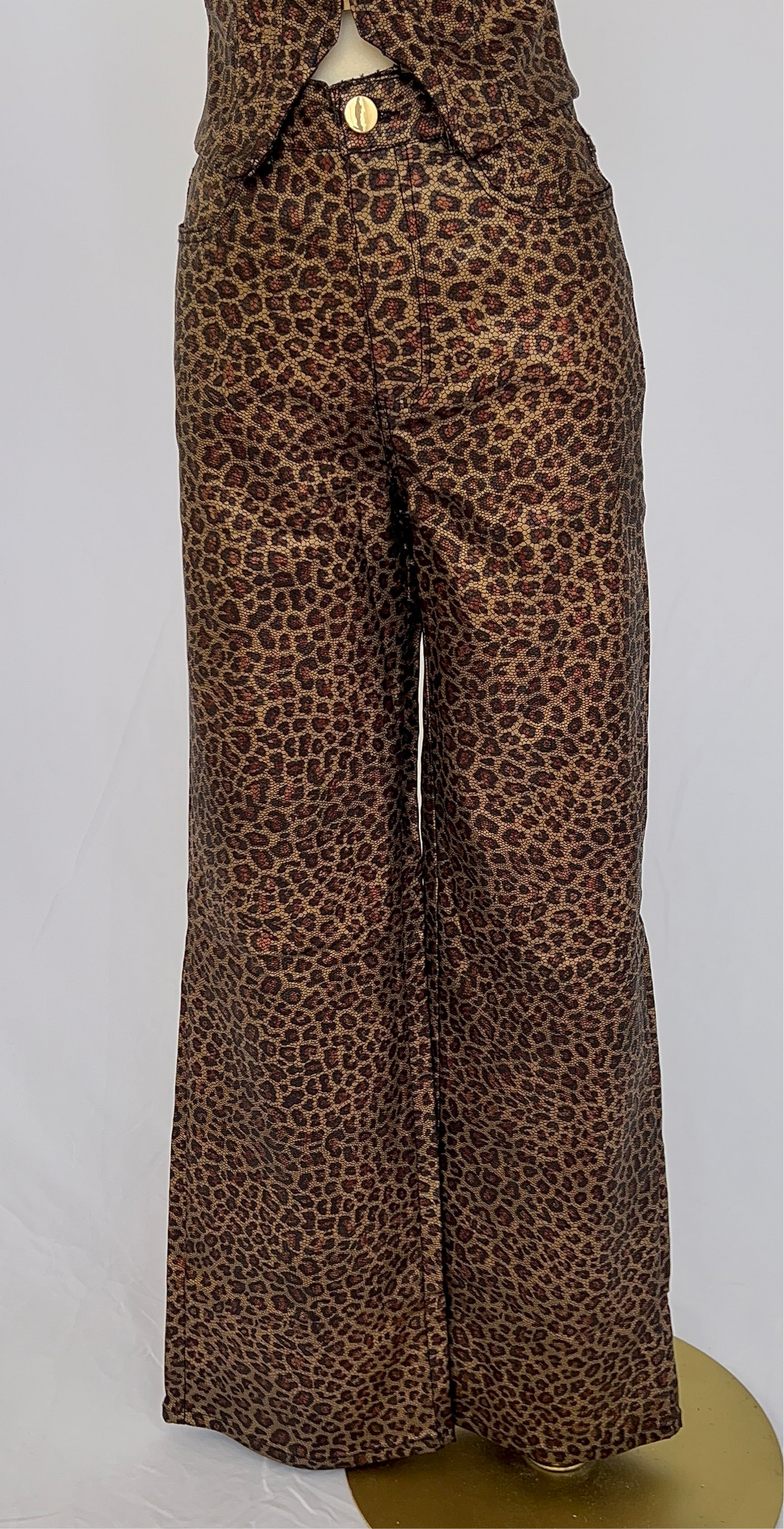 Leopard Print Wide-Leg Pants