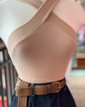 Load image into Gallery viewer, Basic Ribbed Criss-Cross Crop Top Beige

