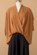 Load image into Gallery viewer, Elegant Draped Wrap Blouse – Camel

