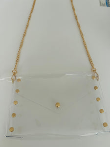 Clear Envelope Bag with Gold Studs