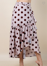 Load image into Gallery viewer, Chocolate Polka Dot Wrap Skirt
