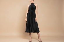 Load image into Gallery viewer, Pleated Halter Neck Midi Dress
