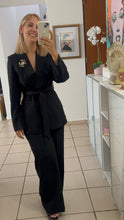 Load image into Gallery viewer, Elegant Black Belted Suit Set
