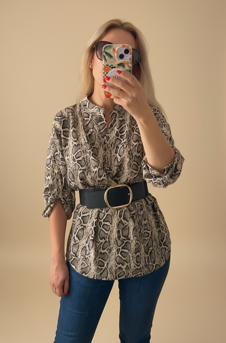 Oversized Snake Print Top