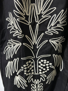Black Embroidered Midi Dress – Boho Elegance
