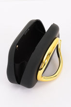 Load image into Gallery viewer, Satin Clutch with Gold Metal Handle – Detachable Chain
