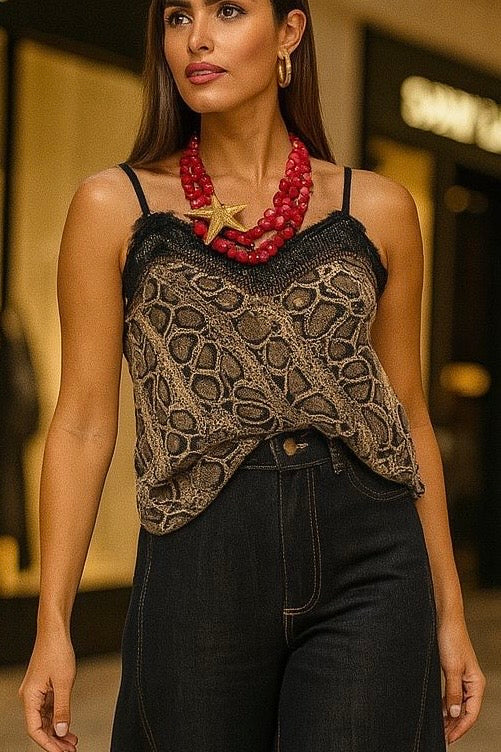 Snake Print Satin Cami Top - Luxurious Italian-Made Design