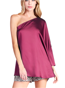 Satin One Sleeve Top
