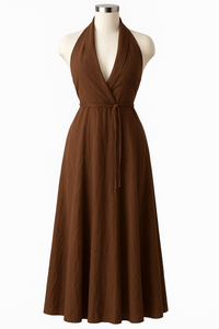 Brown Linen Maxi Dress