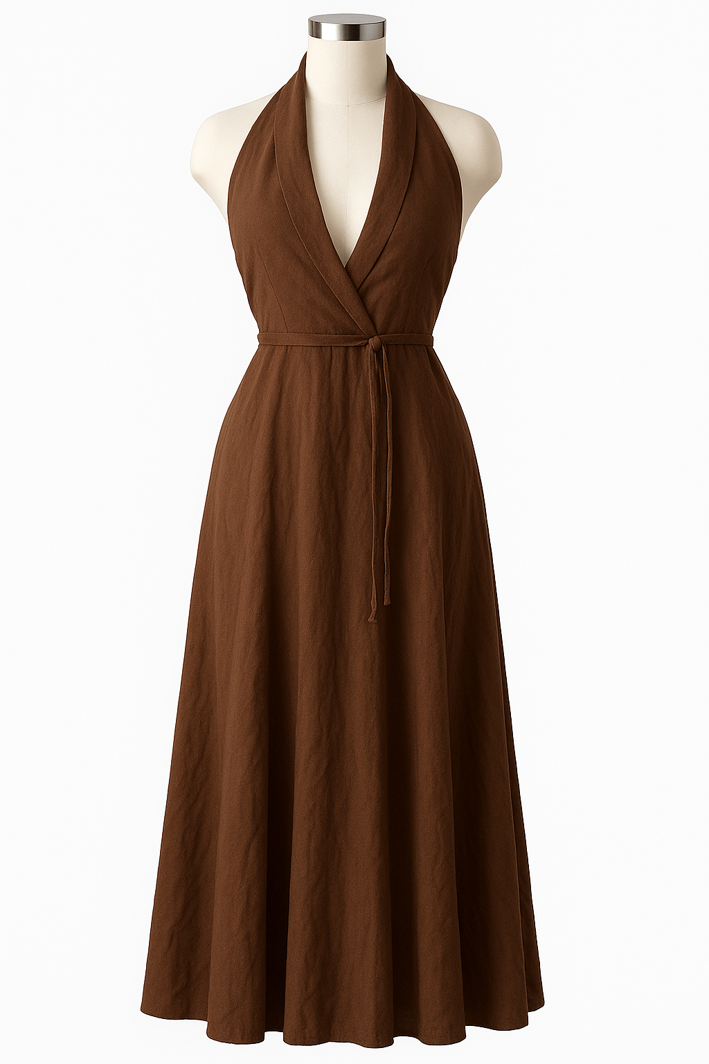 Brown Linen Maxi Dress