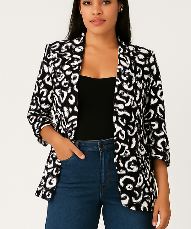 Oversized BW Print Blazer - Italian One Size