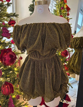 Load image into Gallery viewer, Stretch Off Shoulder Romper - Gold
