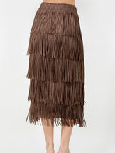 Load image into Gallery viewer, Fringe Midi Skirt - Brown
