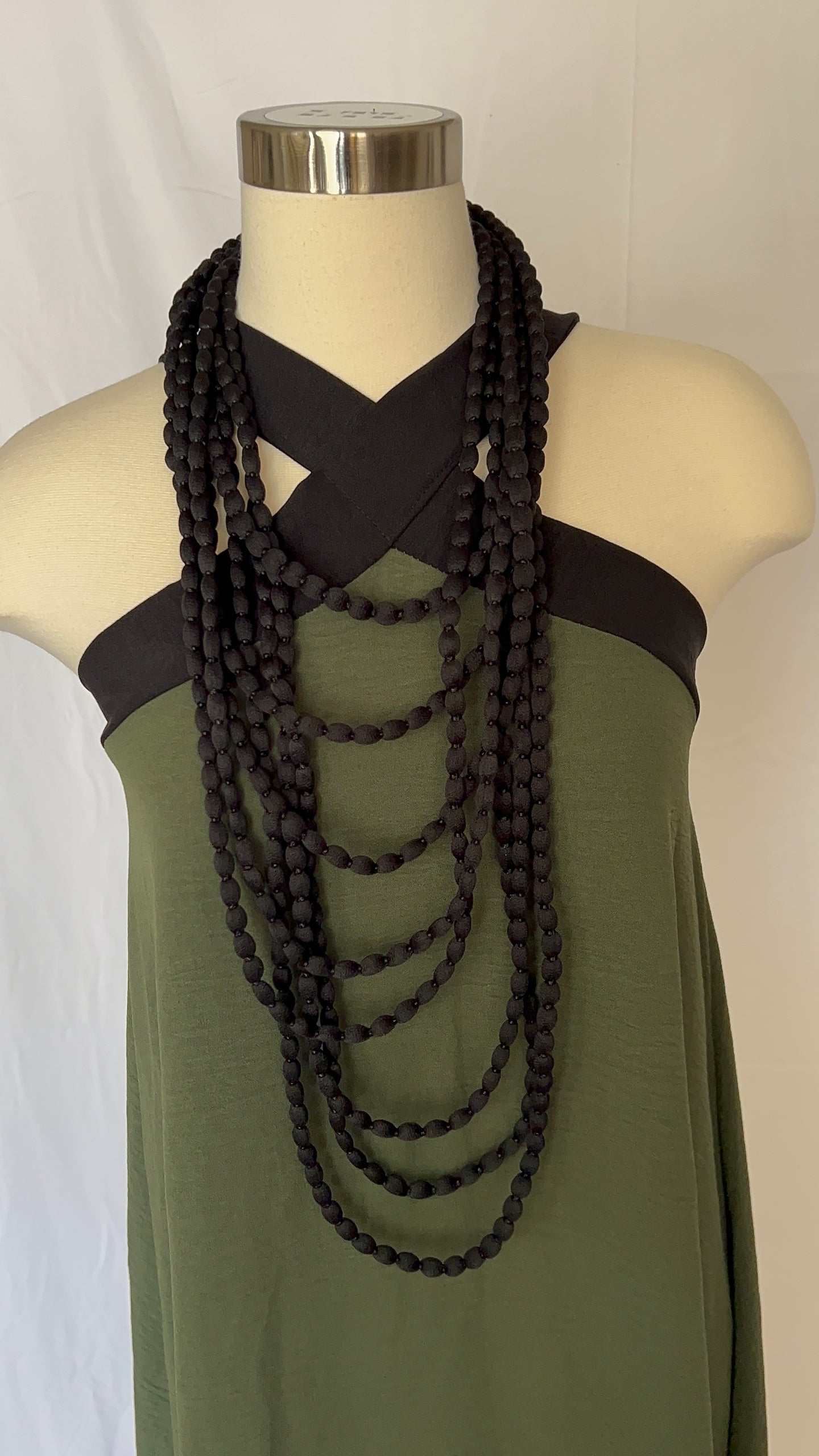 Fabric Layered Long Necklace