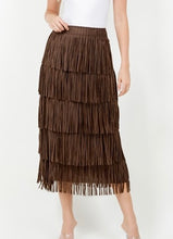 Load image into Gallery viewer, Fringe Midi Skirt - Brown
