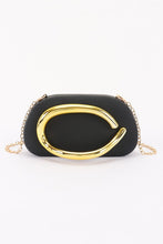 Load image into Gallery viewer, Satin Clutch with Gold Metal Handle – Detachable Chain
