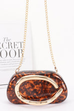 Load image into Gallery viewer, Faux Leather Clutch with Gold Metal Handle – Detachable Chain
