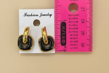 Load image into Gallery viewer, Bold Gold &amp; Black Link Earrings – 2-in-1 Versatile Set
