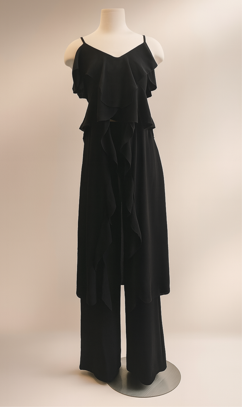 Black Ruffle Two-Piece Set – Made in Italy