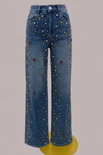 Load image into Gallery viewer, Multicolor Rhinestone Embellished Wide-Leg Jeans
