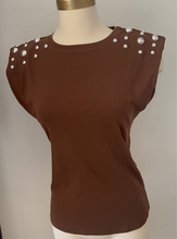 Load image into Gallery viewer, Studded Sleeveless Padded Top - Chocolate
