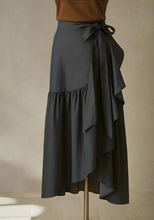 Load image into Gallery viewer, Dark Denim Wrap Around Skirt
