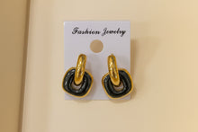 Load image into Gallery viewer, Bold Gold &amp; Black Link Earrings – 2-in-1 Versatile Set
