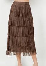 Load image into Gallery viewer, Fringe Midi Skirt - Brown
