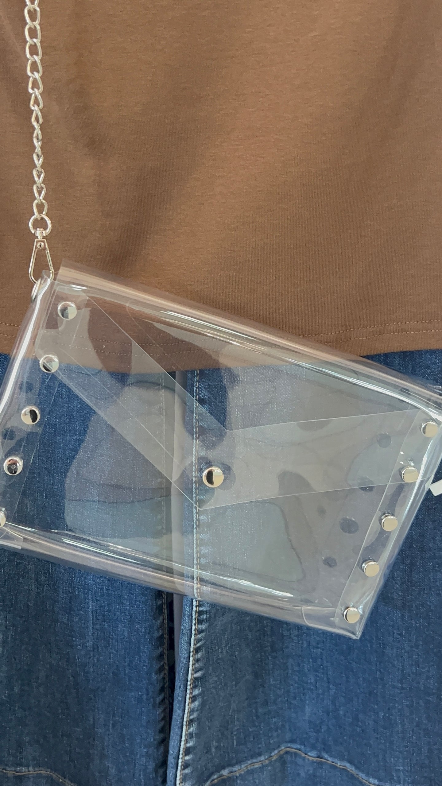 Clear Envelope Bag with Gold Studs
