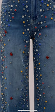 Load image into Gallery viewer, Multicolor Rhinestone Embellished Wide-Leg Jeans
