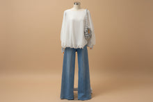 Load image into Gallery viewer, Italian Crystal-Studded Wide Leg Jeans – Light Wash

