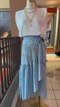Load image into Gallery viewer, Wrap Around Skirt Polka Dots - Dusty Blue
