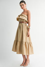 Load image into Gallery viewer, Strapless Ruffle Midi Dress
