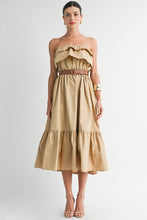 Load image into Gallery viewer, Strapless Ruffle Midi Dress

